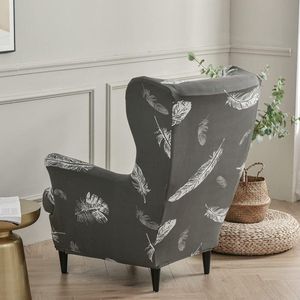 wingback-stoel hoezen 2-delige stretch vleugelstoel hoes, uitwasbare spandex-stof. Bankhoes. Meubelbeschermer voor fauteuil stoelen voor woonkamer, slaapkamer of hotel (witte veer)