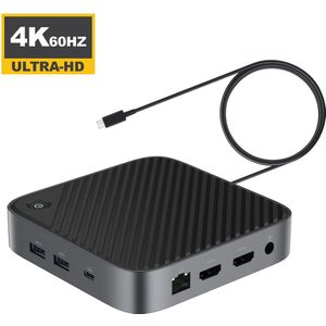 M-TECK USB-C Docking station 2 x HDMI + 3 x USB-A + Ethernet + Audio + SD/MicroSD + 1 x USB-C (100W)