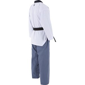 JCalicu poomsae dan taekwondopak voor dames | WT | Wit / Blauw (Maat: 160)