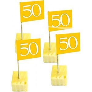 100x stuks cocktailprikkers 50 jaar thema feestartikelen - getrouwd - jubileum - versieringen