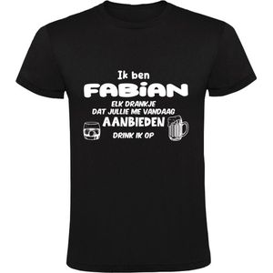 Ik ben Fabian, elk drankje dat jullie me vandaag aanbieden drink ik op Heren T-shirt | drank | feest | jarig | verjaardag | cadeau | kado | vrijgezellenfeest