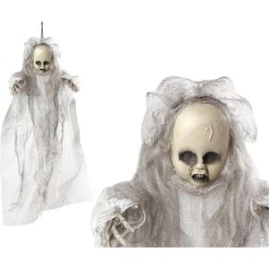 Halloween Horror hangdecoratie spook/geest pop wit 50 cm - Halloween decoratie poppen