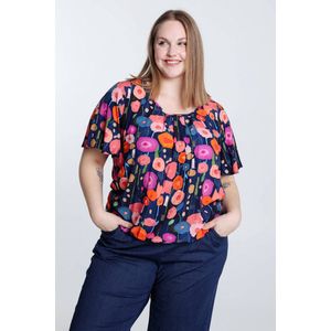 Paprika Gebloemde blouse in viscose met volantmouwen