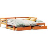 vidaXL - Slaapbank - onderschuifbed - en - ladesx190 - cm - grenenhout - wasbruin