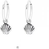 Zilveren oorbellen | Oorringen met hanger | Zilveren oorringen met hanger, schelpje