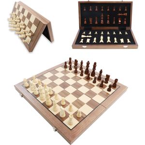 Shagam - Schaakbord Met Schaakstukken - Schaakset - Schaakspel - Schaken - Chess - Hout - 39 cm