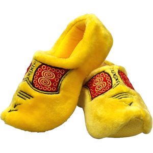 Elcee-Haly – Klomp sloffen – Gele Pantoffelklomp met geborduurd Boerenmotief – Extra Warme sloffen – Geel – Maat 40/41