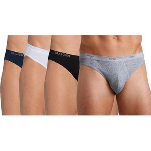 Set van 4x stuks sloggi basic mini heren ondergoed slip - 96% katoen/4% elasthan, maat: M navy