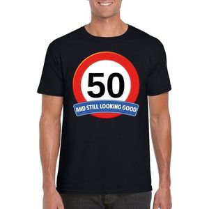 50 jaar and still looking good t-shirt zwart - heren - verjaardag Abraham shirts L