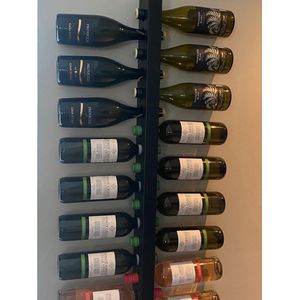 Wijnrek wandmontage | Wijnkoker| Stijlvolle moderne wijnrekken | Wijnrek voor maximaal 12-34 flessen wijn - Zwart - Metaal
