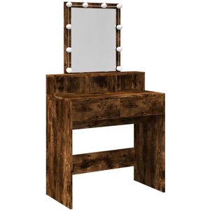vidaXL Kaptafel - Kaptafels - Make-uptafel - Make-up Tafel - Kaptafel met LED 80x41x144,5 cm gerookt eikenkleurig