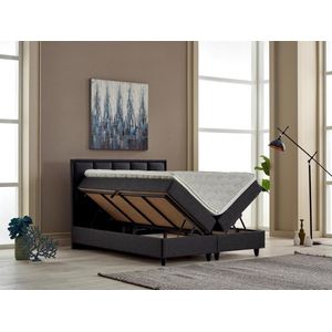 BSS Bedding Breda - Boxspring - Complete Boxspring - 180x200 - Bedden - Slaapkamerbed - 1 x Matras met Topper - 2 x Bedbox - 1 x Hoofdbord