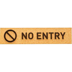 Deurbordje - NO ENTRY - Rechthoek - Kurk - 45 x 195 mm - Prive - Geen toegang - Deurbord - Zelfklevend