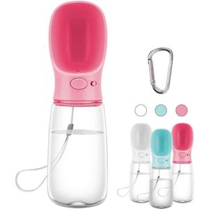 Handige Waterfles voor Honden, Draagbare Drinkfles, 550 ml, BPA-vrij, Lekvrij, Roze
