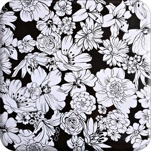 Mexicaans Tafelzeil Vintage flower - 120 x 250 cm - Zwart