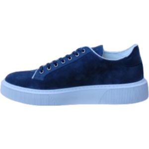 A Brand Footwear - Heren Schoenen - Heren Sneakers - Suède Leer - Donker Blauw/Wit - Maat 45