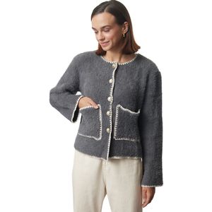 Trendyol Antracietkleurige, Zachte Textuur, Gebreide Cardigan In Jas-Look Twoaw25Hi00009