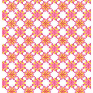 Inpakpapier Flowers Roze Oranje- Breedte 50 cm - 200m lang