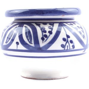Marokkaanse Asbak - blauw / wit - H 10 cm Ø 15 cm