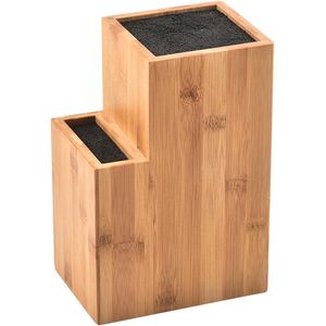 Bamboe messenblok met borstels - universele houten messenstandaard - houten messenhouder voor keukenmessen - bruin