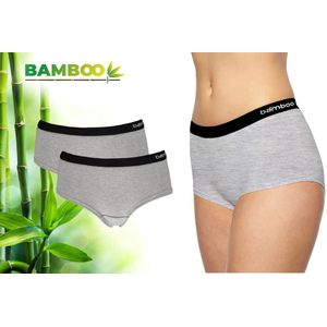 Bamboo - Ondergoed Dames - Hipster - Bamboe - 2 Stuks - Grijs - L - Lingerie - Boxershort Dames - Onderbroeken Dames - Dames Slips - Dames Ondergoed