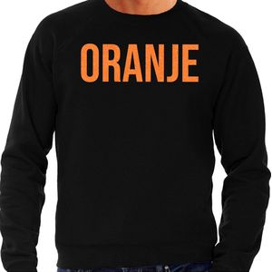 Bellatio Decorations Koningsdag sweater heren - oranje - zwart - glitters - oranje feestkleding S