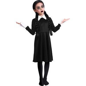 Wednesday kostuum - Halloween kostuum kind - Carnavalskleding - Carnaval kostuum - Meisje - 10-12 jaar