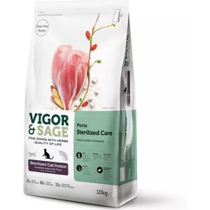 Vigor & Sage Kattenvoer Sterilised Indoor Poria 10 kg