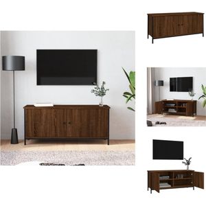 vidaXL TV-meubel - Trendy en praktisch ontwerp - Duurzaam bewerkt hout - Voldoende opbergruimte - Stevig blad - Praktische deuren - Metalen voeten - Bruineiken - 102 x 35 x 45 cm - Montage vereist - Kast