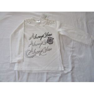 Dirkje - T shirt lange mouwen - Meisjes - Always Glow - Creme /roze - 5 jaar 110