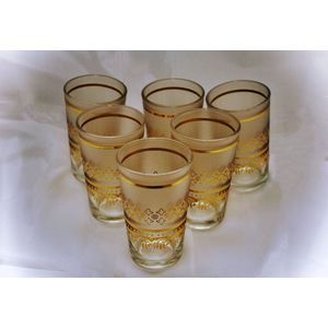 Glozini - Marokkaanse Theeglazen - Goud - Set van 6 Glazen - 120ml - Thee