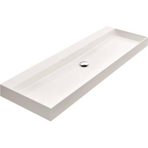 Ben Modena wastafel mineraalmarmer 140x45x9 cm 2 kraangaten glans wit