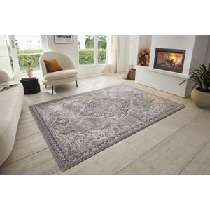 Flycarpets Terrain Designer Laagpolig vloerkleed - Orken - Grijs / Crème - 80x200 cm