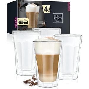Dubbelwandige latte macchiato-glazen, koffieglas, theeglazen - mokkakopjes , Koffiekopjes , espressokopjes - kopjes - Cappuccino kopjes 4 x 480 ml