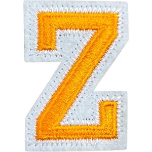 Alfabet Letter Strijk Embleem Patch Oranje Wit Letter Z / 3.5 cm / 4.5 cm