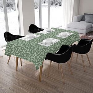 Homes Bedrukt Tafelkleed 142 x 230 cm voor 6 tot 8 persoons Eettafel, 100% Katoen, Machinewasbaar, Zwaar Uitgevoerd, Rechthoekig, voor Thuis, Restaurant, Banket - Grote Bladeren Groen