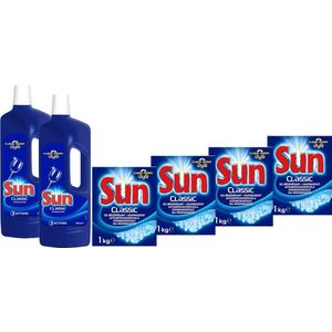 Sun zout vaatwasser vaatwaszout 4x 1kg + Sun glansspoelmiddel 2x 750ml