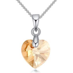 Ketting collier met Swarovski element kristal hanger hartje gold