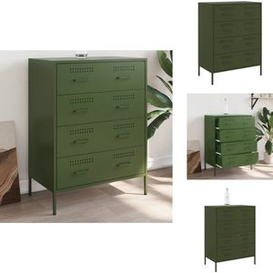 vidaXL Dressoir - Dressoirs - Opbergkast - Wandkast - Dressoir 68x39x89 cm staal olijfgroen
