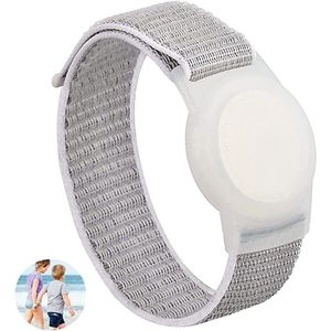 Premium Armband geschikt voor Apple AirTag voor Kinderen met Klittenband Sluiting Wit | AirTag-sleutelhanger Hoesje Kind | Polsband GPS Horloge Kind | Tracker Houder Armband | Trackers Band | Kinder Horloge | Peuter | GPS Horloge Senioren