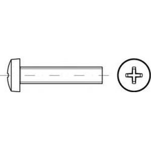 TOOLCRAFT TO-5430873 Cilinderkopbouten M2,5 12 mm Kruiskop Phillips ISO 7046 Staal Galvanisch verzinkt 200 stuk(s)