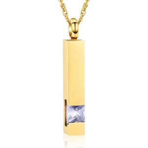 Luxe Ashanger | Met Ketting | Assieraad | Goudkleurig Met Licht Paarse Steen | As Ketting | Gedenksieraad | Urn | Incl. As vuller