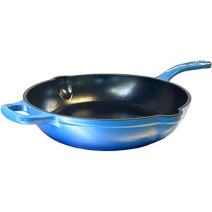 Bonapi® Koekenpan Inductie - Skillet Gietijzer Emaille - PFAS vrij - Blauw - 26 cm