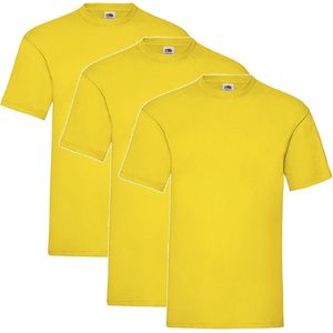 3 Pack Gele Shirts Fruit of the Loom Ronde Hals Maat M Valueweight