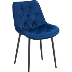 CLP Wallace Eetkamerstoel - Zonder armleuning - Metalen frame - Vloerbeschermers - Velvet - Fluweel - blauw