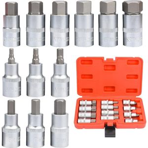 Zeskantdopsleutelset schroevendraaierbits inbussleutelset 1/2 inch premium S2 12-delig metrisch