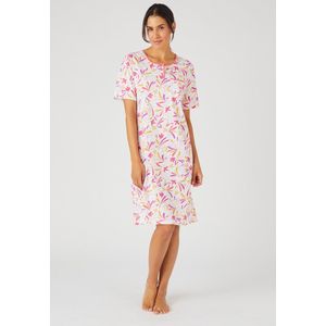 Damart - Nachthemd in een grafisch gebreide jersey van zuiver gekamd katoen - Rood - 50-52 (XL)