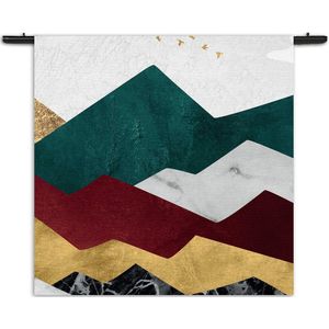 Mezo Wandkleed Kleurrijke Bergen 03 Rechthoek Vierkant XXXL (210 X 210 CM) - Wandkleden - Met roedes