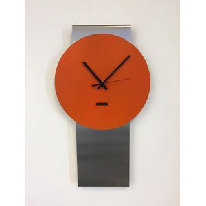 Wandklok Pendulum Orange Modern Dutch Design