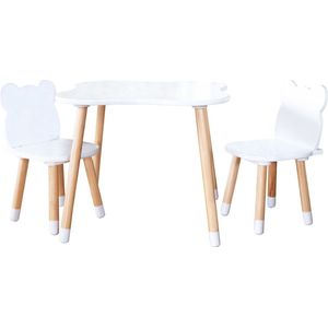 Kindertafel met 2 stoelen beertjes - Tafel en stoelen in Berenvorm - Hoge hout kwaliteit - Kindermeubilair - Speeltafel